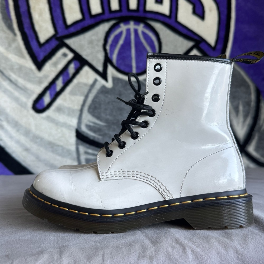 Size 7 - Doc Martens 1460 W Pascal Womens Lace Up Boots White 1" Heel White